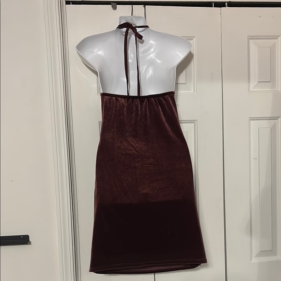 Wild Fable Velvet Halter Dress in Deep Burgundy - Picture 2 of 5